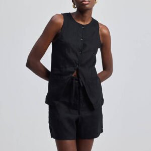 Hemp Vest Jacket in Black