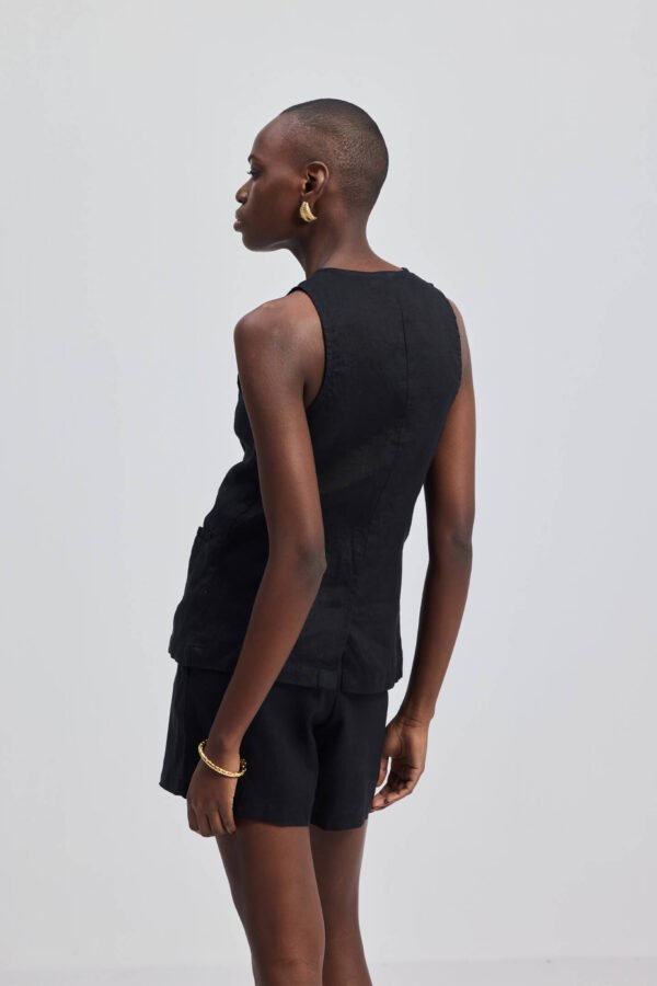 Hemp Vest Jacket in Black - Image 2
