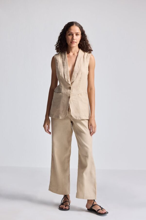 Sleeveless Hemp Jacket Set - Image 4