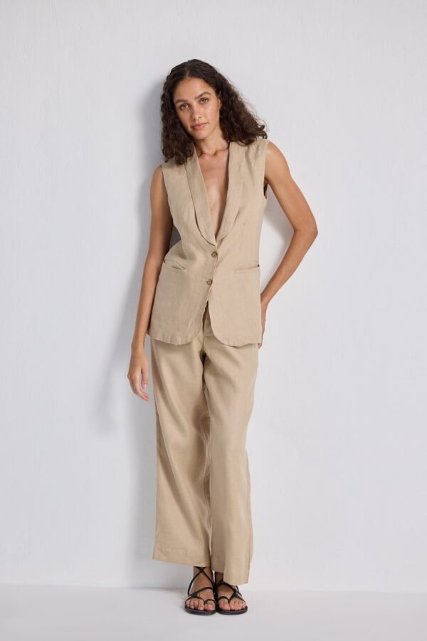 Sleeveless Hemp Jacket Set - Image 3