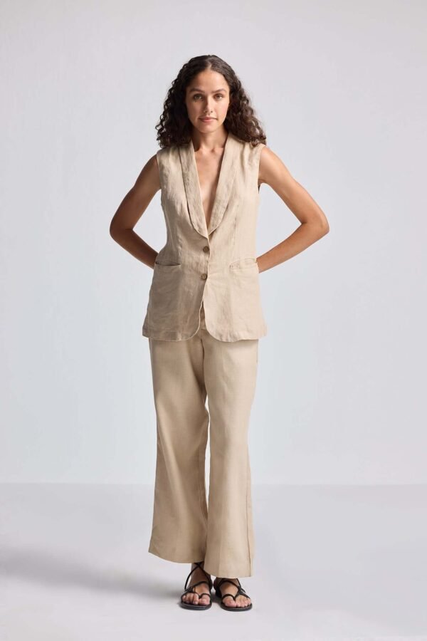 Sleeveless Hemp Jacket Set - Image 2