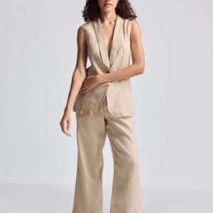Sleeveless Hemp Jacket Set
