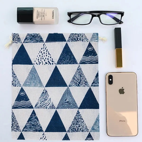 Printed Cotton Hemp Drawstring Bundle Pocket Small Cloth Bag Sundries Underwear Cartoon Storage Bag Travel Storage Bag Gift Bag - Image 4